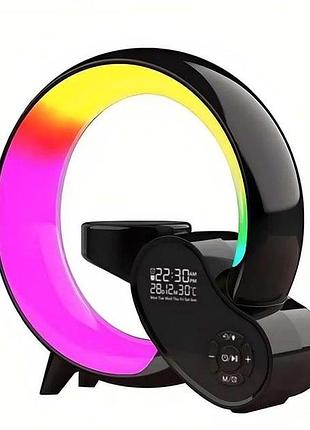 Нічник 7в1 rgb g-smart hm-2309 акумуляторний смарт-нічник годинник будильник колонка