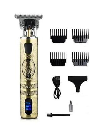 Универсальный триммер для волос domotec ms-437 машинка для стрижки с насадками аккумуляторный с led дисплеем usb золотистый 5 вт
