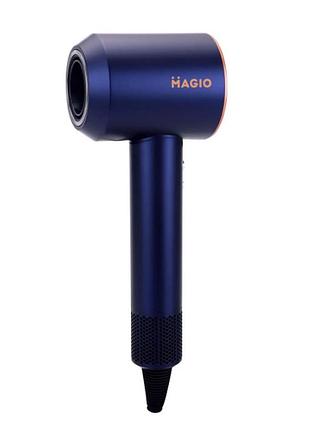 Фен magio mg-162 premium line с 5 насадками, 3 скорости и 4 температурных режима 1500 вт синый
