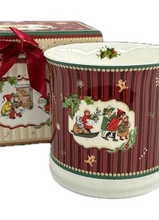 Чашка новогодняя волшебное рождество r33351 фарфоровая в подарочной коробке 420 мл красный