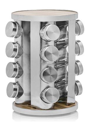 Органайзер набор для специй на вращающейся подставке edenberg eb-18004 16 емкостей для хранения специй серый
