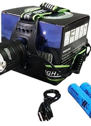 Яркий мощный аккумуляторный налобный фонарь ar a16 tg 1 режим работы т6 zoom 2х18650 ipx4