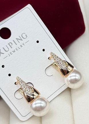 Серьги женские из бусин xuping гипоаллергенные серьги с камушками сережки красивые бижутерия украшения для женщин под золото