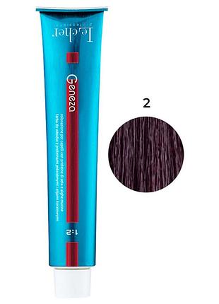 Профессиональная аммиачная стойкая крем-краска для волос le cher geneza 2 (2n) с протеинами шелка 100мл