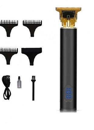 Акумуляторна машинка domotec ms-437 для стрижки волосся 3 насадки тример для стрижки і бороди usb 5 вт чорний
