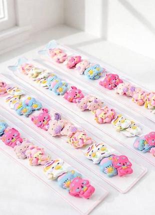 Набор детских резинок для волос 20 шт мягкие эластичные резинки с объёмными мультяшными фигурками аксессуары для причёсок