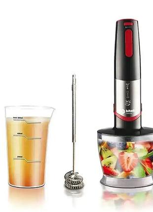 Многофункциональный погружной блендер универсальный измельчитель на подставке 5в1 1800вт bitek bt-337 черный