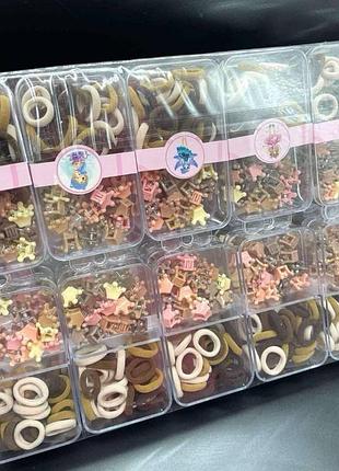 Набор аксессуаров для волос в боксе 2 в 1 мини-крабики и мягкие эластичные резинки органайзер для причёсок и хранения универсальны