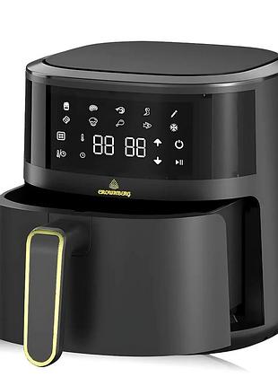 Аэрофритюрница безмасляная crownberg cb-5550 5л электрический аэрогриль с сенсорным управлением 2000вт черный
