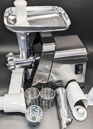 Электрическая мясорубка rainberg rb-2271 мясорубка 3 решетки 4 насадки серый 3000 вт