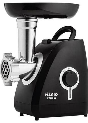 Электрическая мясорубка magio mg-270 мясорубка 2 решетки черный 2200 вт