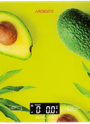 Кухонні настільні електронні ваги ardesto sck-893avocado із сенсорним керуванням до 5кг lcd-дисплей