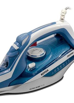 Гладильный утюг rotex ric70-c ultraglideplus керамическое покрытие 2800вт вертикальное отпаривание сине-белый