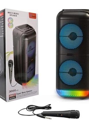 Портативна bluetooth колонка zqs-6227 акустична система з мікрофоном та rgb підсвічуванням чорний