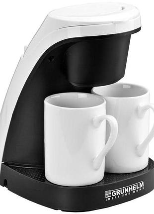 Кофеварка grunhelm gdc04 кофемашина капельного типа 2 чашки белый 450 вт