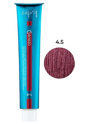 Професійна стійка аміачна крем-фарба для волосся le cher geneza 4.5 (4m) з протеїнами шовку 100 мл