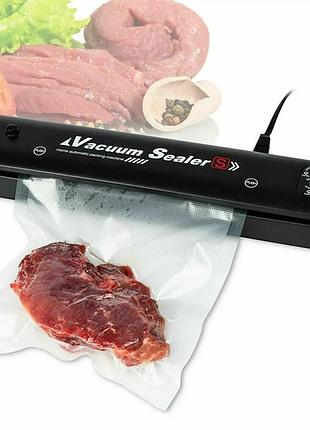 Бытовой вакуумный упаковщик vacuum sealer с набором пакетов 90 вт черный