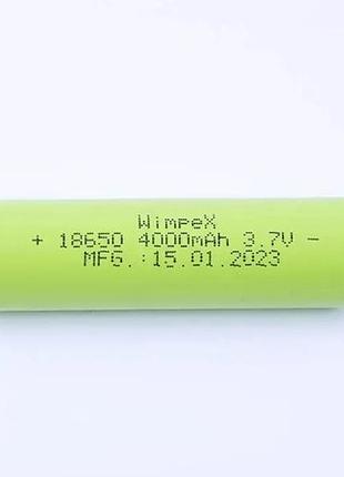 Аккумулятор wimpex 18650 4000mah 3.7v li-ion аккумуляторная батарейка общего назначения батарея литий ионная салатовая
