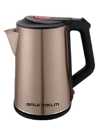 Електрочайник із нержавіючої сталі grunhelm eks-1927g дисковий чайник метал 2,3л 1500 вт золотий