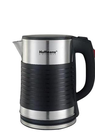 Електрочайник hoffmans electronics hm-2545 металевий для дому 2,5 л 2000 вт чорний