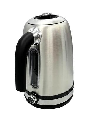 Електрочайник grunhelm eks-25040 дисковий чайник 1.7л 2200вт регулювання температури чорний/сірий