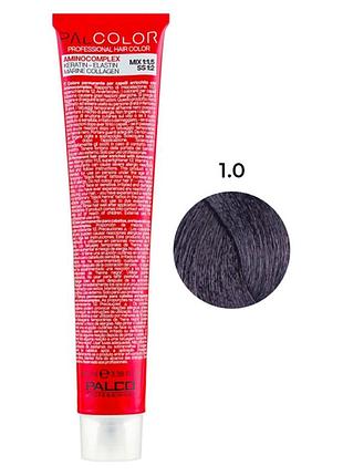Профессиональная краска для волос с комплексом аминокислот крем-краска для волос palco № 1.0 чёрный 100 мл