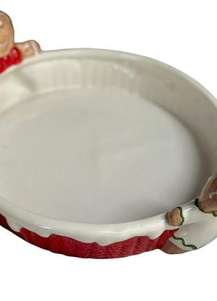 Новогоднее блюдо elisey 6021-007 сервировочное керамика рождественское печенье 21*8 см белый с красным