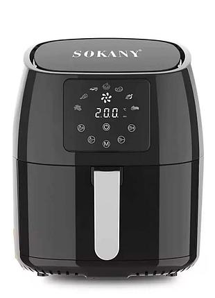 Аерофритниця безмасляна sokany sk-8018 5л електричний аерогриль з сенсорним керуванням, таймер 1400вт
