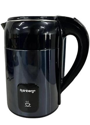 Електрочайник із неіржавкої сталі rainberg rb-2300 дисковий електро чайник побутовий 1.8 л для приготування гарячих напоїв синій