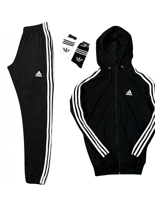 Спортивный костюм adidas черный (капюшон)