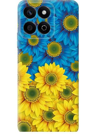 Чехол силиконовый патриотический на телефон huawei honor play 60 plus жёлто-голубые цветы "1048u-4109-58250"