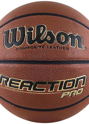 М'яч баскетбольний wilson reaction pro розмір 7 композитна шкіра коричневий (wtb10137xb07)