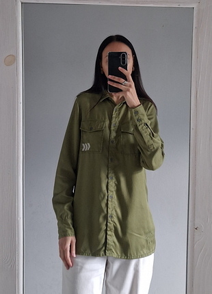 Рубашка женская зеленая с вышивкой