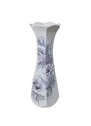 Ваза напольная h-63см черно-белая тюльпан 4044 акрил керамика тм авангард