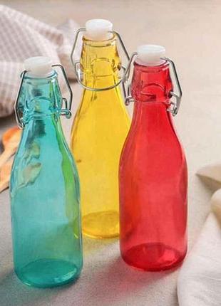 Пляшка для напоїв 1л 6275 скляна з бугельною пробкою калейдоскоп тм empire