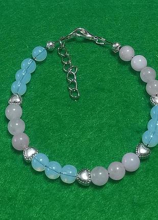 Браслет рожевий кварц- місячний камінь.