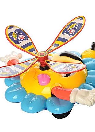 Детская каталка на палке "цветочек" 363(blue-yellow) подвижные детали