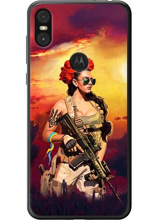 Чохол силіконовий патріотичний на телефон motorola one українка зі зброєю "5316u-1589-58250"