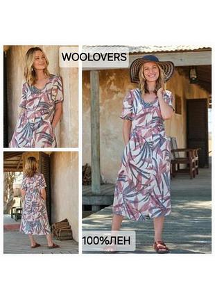 Льняное платье-рубашка длина миди с карманами woolovers 100% лен