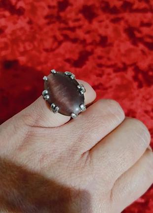 Кольцо с натуральным аметистовым кварцем