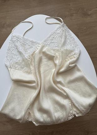 Вінтажна шовкова майка мереживна шовкова майка ретро 100% шовк топік шовковий топ шовк вінтаж шовк