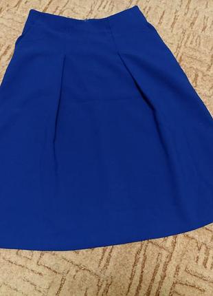 Спідниця міді легкий кльош синя жіноча