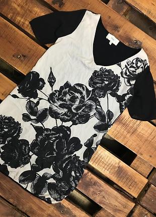 Женское короткое платье в цветочный принт next (некст мрр идеал оригинал черно-бежевое)