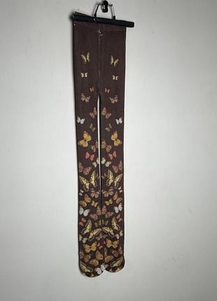 Винтажные колготки принт бабочки винтаж ретро колготы