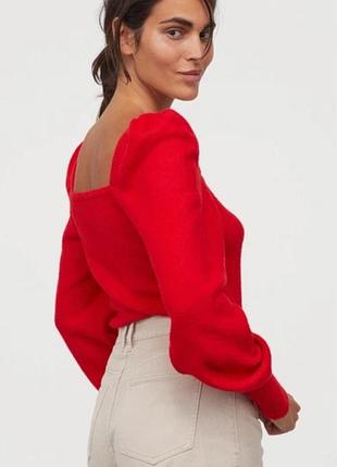 Мягкий ярко красный джемпер h&amp;m