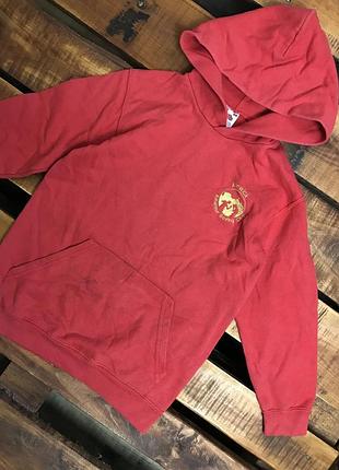 Дитяча кофта (худі, толстовка) з принтом і вишивкою fruit of the loom (фрут оф зе лум 9-10 років 134-140 см оригінал червоно-золотиста)