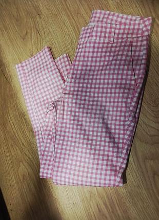 ✨ рожево-білі штани в клітинку (барбі-пінк)