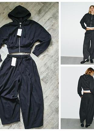 Крутой остюм zara из худи и широких брюк-ballon. хорошее качество и цена.