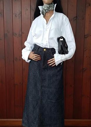 Тепла довга спідниця в підлогу джинс із розрізом ззаду максі old money класика офіс дрес код вовна бавовна