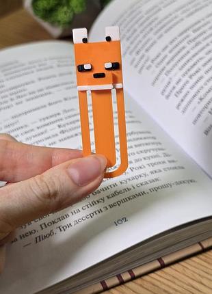 Minecraft майнкрафт лиса закладка-скрепка, закладка для книги